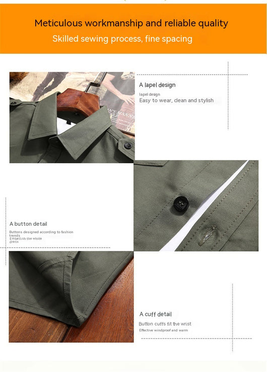Camisa Casual de Algodón Puro Talla Grande para Hombre - Image 14