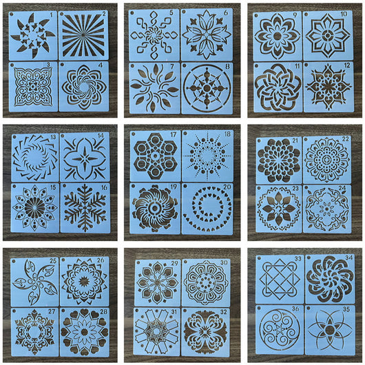 Plantilla de Pintura Mandala 36 Diseños - Estarcido Hueco para Pintura en Spray - Image 15