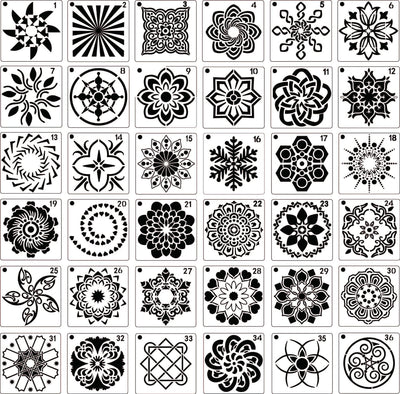 Plantilla de Pintura Mandala 36 Diseños - Estarcido Hueco para Pintura en Spray - Image 16