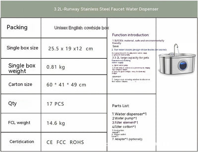 Dispensador de Agua para Mascotas en Acero Inoxidable - Image 11