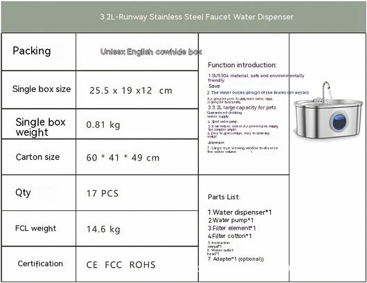 Dispensador de Agua para Mascotas en Acero Inoxidable - Image 11