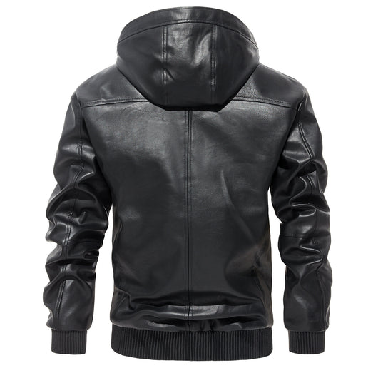Abrigo de Cuero Hoodie Casual Versátil para Hombre - Image 16
