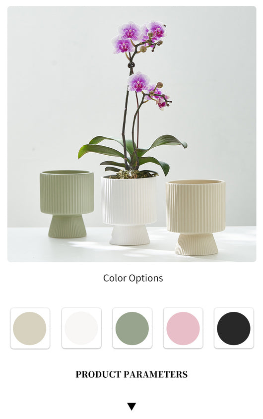 Maceta de Cerámica Nórdica con Diseño de Rayas Creativas - Image 15