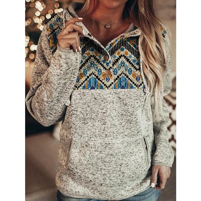 Sudadera Gris con Capucha y Estampado para Mujer