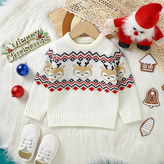 Suéter Navideño Tejido con Reno Cartoon para Niños y Niñas - Image 17