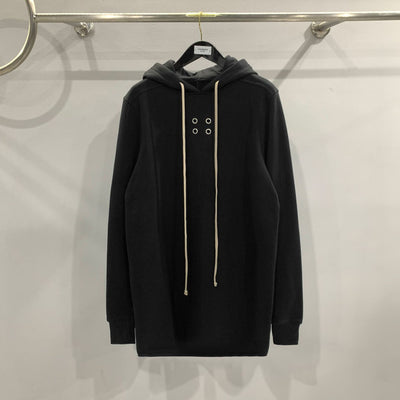 Sudadera Negra Oversize con Cordones y Largo Extendido - Image 16
