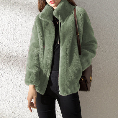 Cardigan Polar Reversible Cuello Alto Abrigo Mujer - Image 13