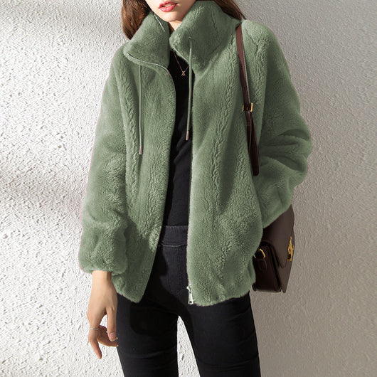 Cardigan Polar Reversible Cuello Alto Abrigo Mujer - Image 13
