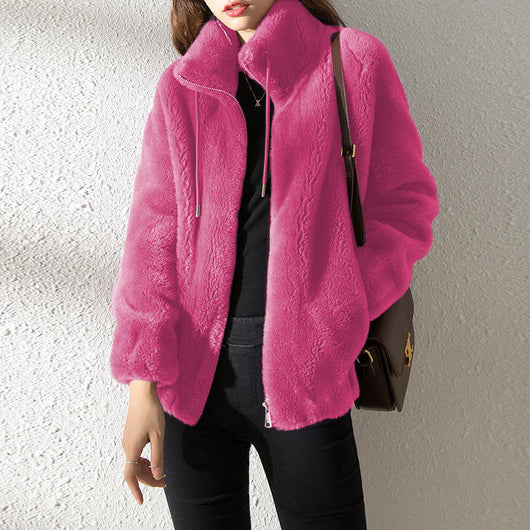 Cardigan Polar Reversible Cuello Alto Abrigo Mujer - Image 17