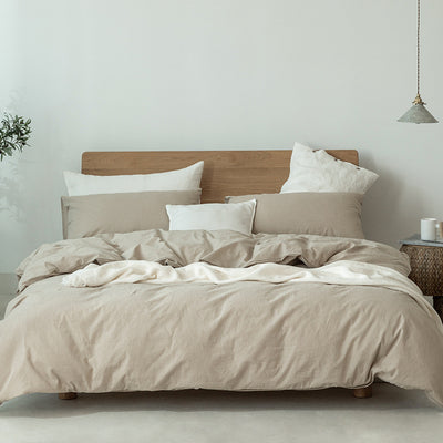 Juego de Cama 4 Piezas Algodón Teñido Lavado Estilo Minimalista Japonés - Image 7