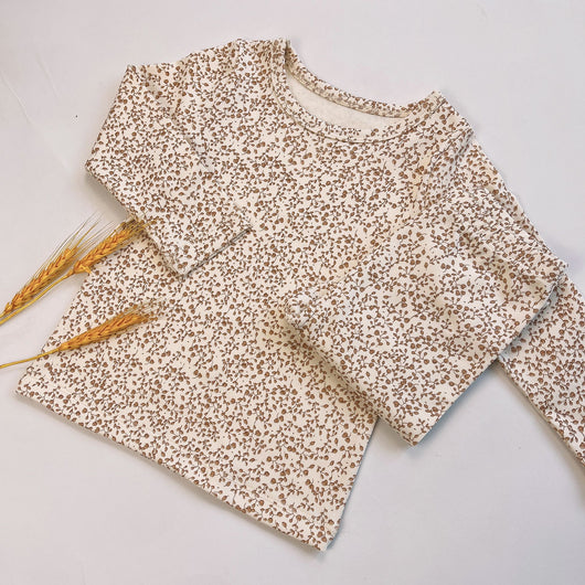 Light yellow infant long-sleeved pajama set with milk bottle and cookie print, suitable for homewear. - Image 25