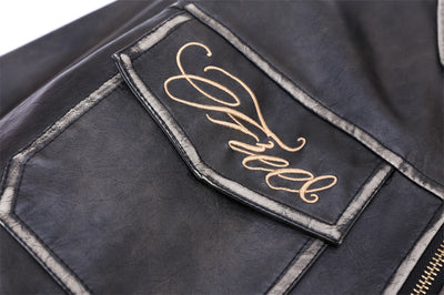 Abrigo de Cuero Acolchado con Bordado Floral para Hombre - Image 17