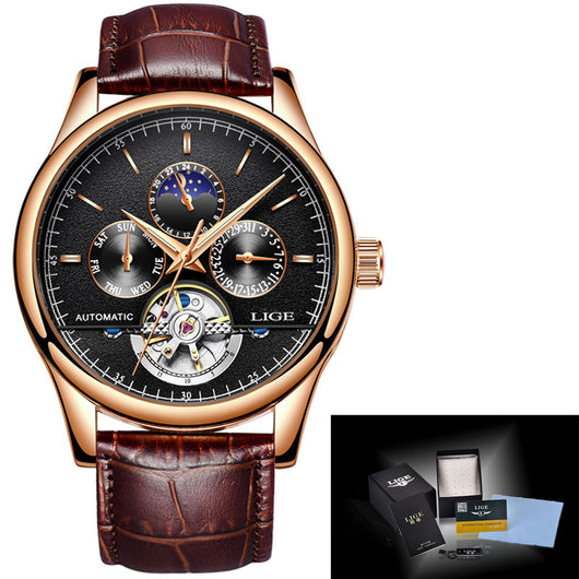Reloj Automático de Hombre con Correa de Cuero Resistente al Agua - Image 5
