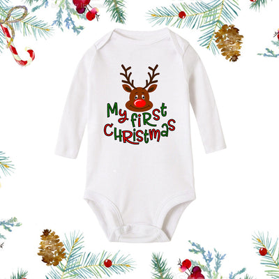 Mameluco Navideño Blanco de Manga Larga para Recién Nacido - Image 3