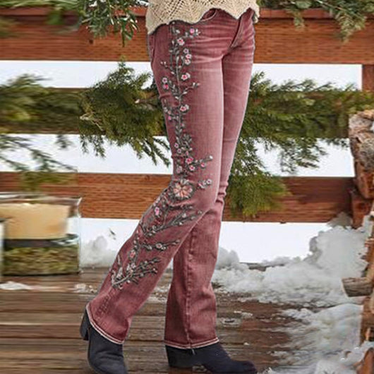 Jeans Rectos con Bordados Retro - Image 7