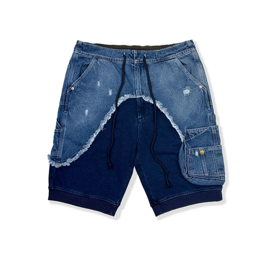 Shorts Vaquero Clásico con Costuras Desgastadas