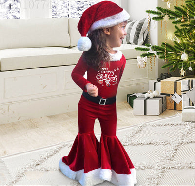 Conjunto Navideño Infantil: Blusa de Peluche, Pantalón Acampanado y Gorro - Image 11