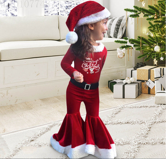 Conjunto Navideño Infantil: Blusa de Peluche, Pantalón Acampanado y Gorro - Image 11