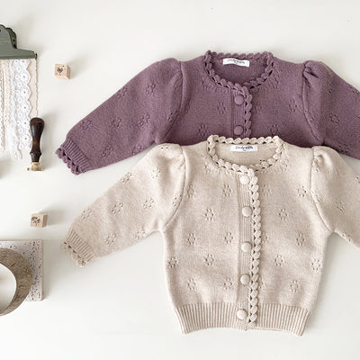 Cardigan Tejido a Mano para Niña Cuello Redondo Suéter Grueso - Image 16