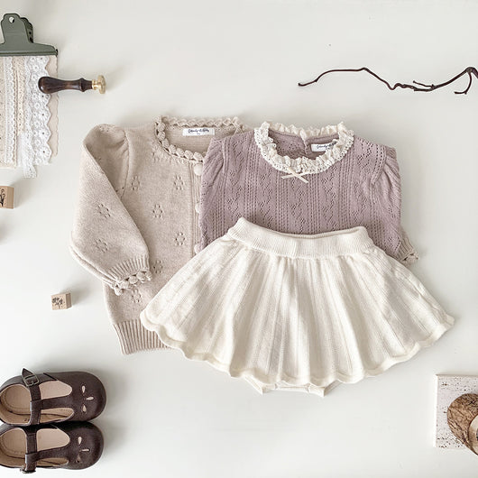 Cardigan Tejido a Mano para Niña Cuello Redondo Suéter Grueso - Image 19