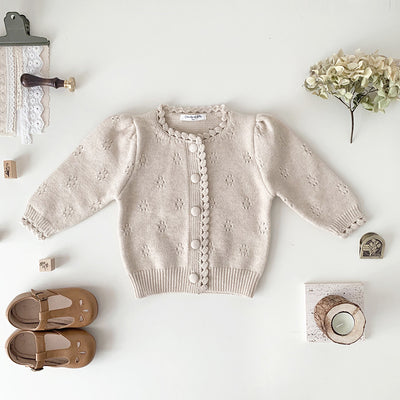 Cardigan Tejido a Mano para Niña Cuello Redondo Suéter Grueso - Image 21