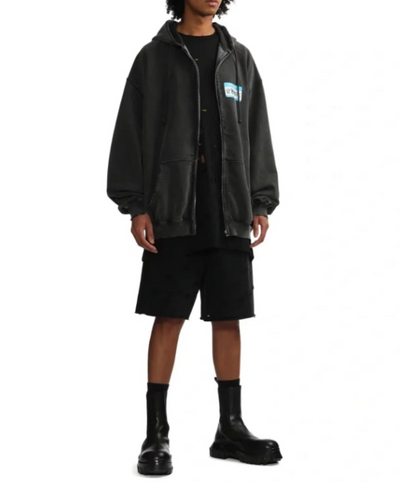 Cardigan Hoodie Desgarrado con Cierre - Image 12