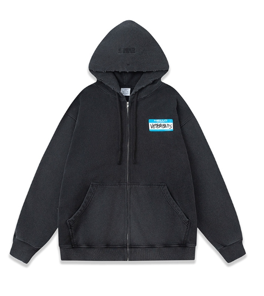 Cardigan Hoodie Desgarrado con Cierre - Image 23