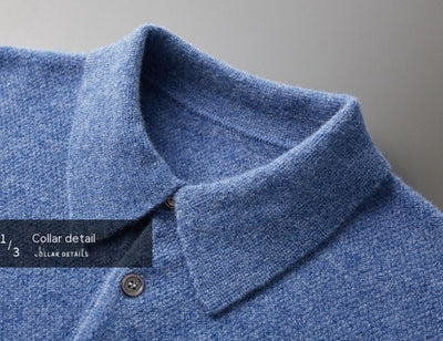 Cardigan Grueso Hombre Cuello Polo Casual Suelto - Image 22