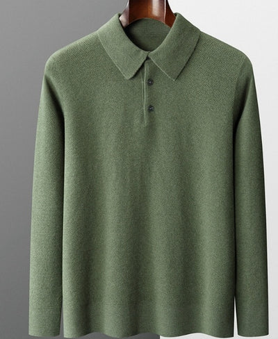 Cardigan Grueso Hombre Cuello Polo Casual Suelto - Image 24