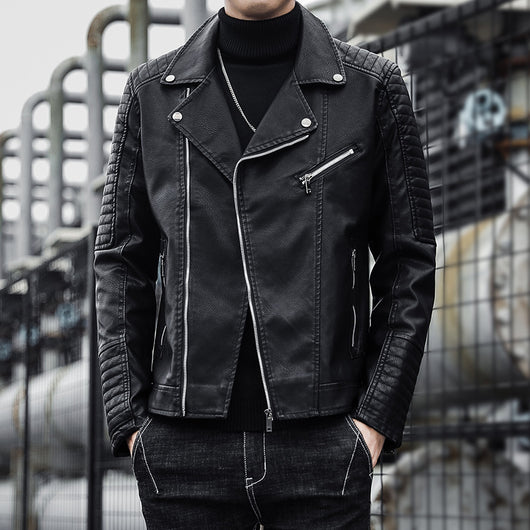 Chaqueta de Cuero para Motociclista - Primavera y Otoño - Image 9