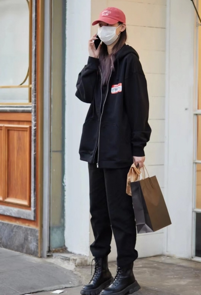 Cardigan Hoodie Desgarrado con Cierre - Image 42