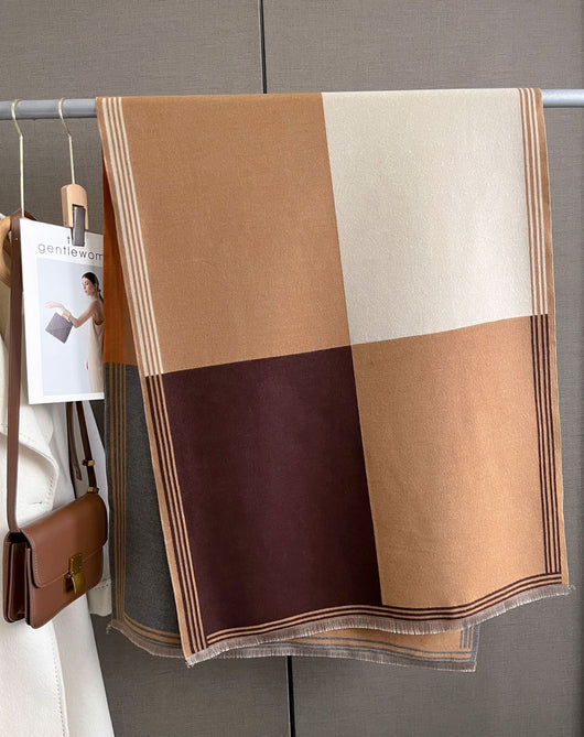 Bufanda de Cachemira Gruesa con Combinación de Colores para Mujer Invierno - Image 16