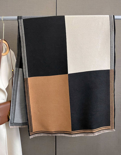 Bufanda de Cachemira Gruesa con Combinación de Colores para Mujer Invierno - Image 19