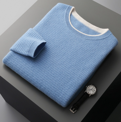 Suéter Tejido Falso Dos Piezas con Cuello Redondo Estilo Waffle - Image 15