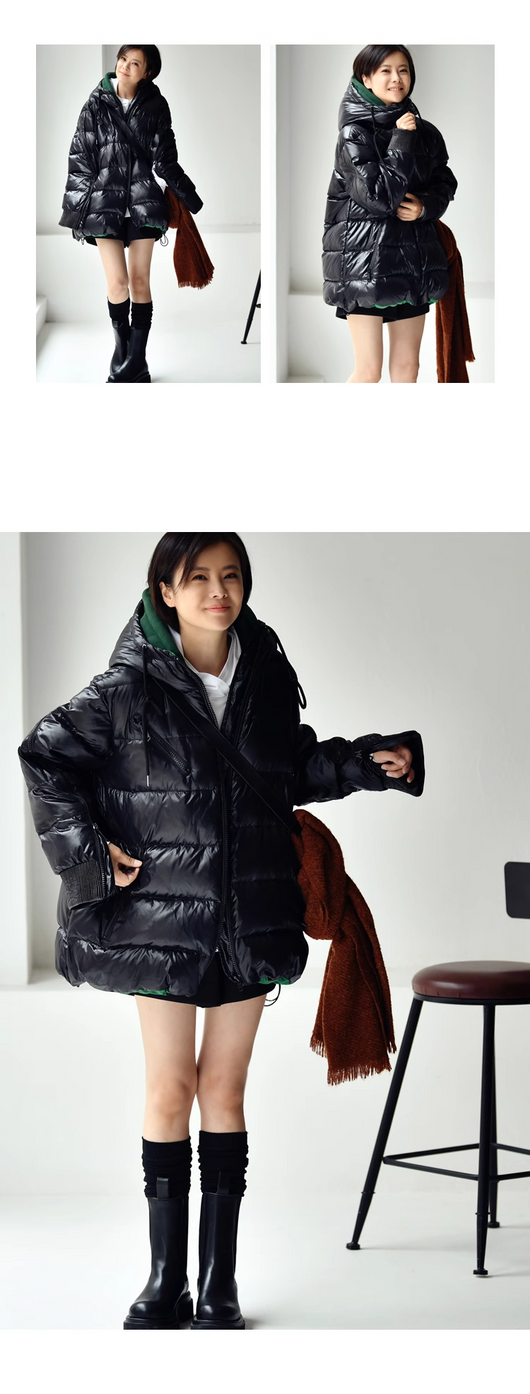 Chaqueta Acolchada Oversized con Costuras de Contraste y Capucha - Image 12