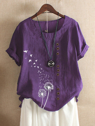 Blusa Holgada Retro Plus Size en Algodón y Lino - Image 8