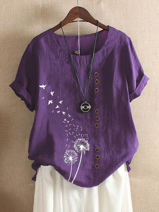 Blusa Holgada Retro Plus Size en Algodón y Lino - Image 8