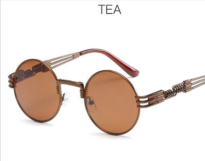 Gafas de Sol Redondas Steampunk Doradas con Cristales Espejados - Estilo Retro Vintage Unisex - Image 16