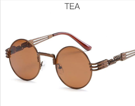 Gafas de Sol Redondas Steampunk Doradas con Cristales Espejados - Estilo Retro Vintage Unisex - Image 16