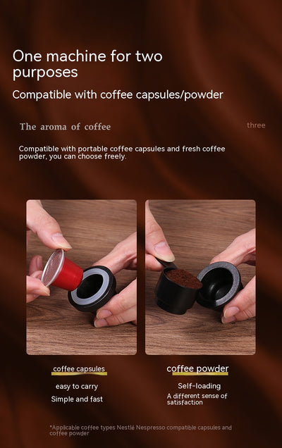 Cafetera Portátil Mini para Viajes - Dual Cápsulas y Café Molido - Image 9