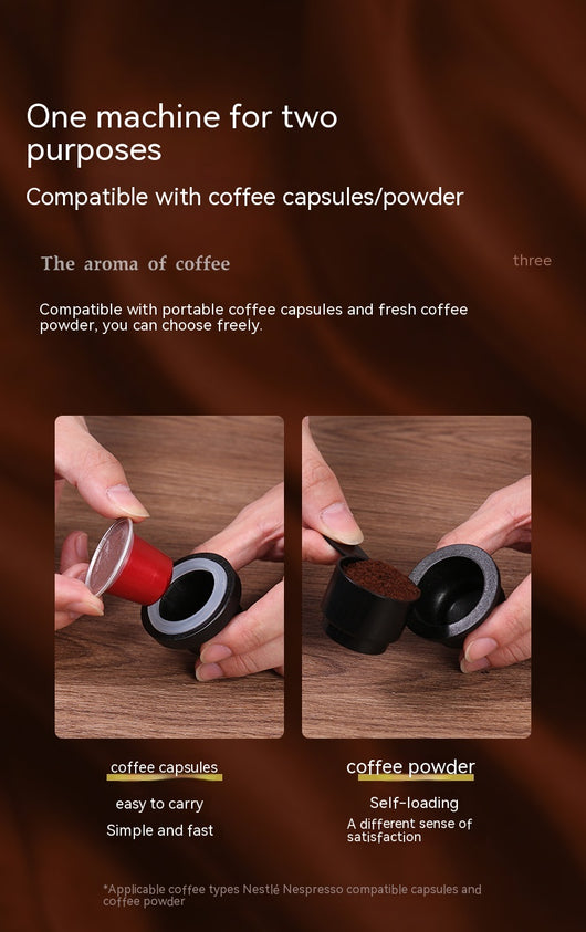 Cafetera Portátil Mini para Viajes - Dual Cápsulas y Café Molido - Image 9