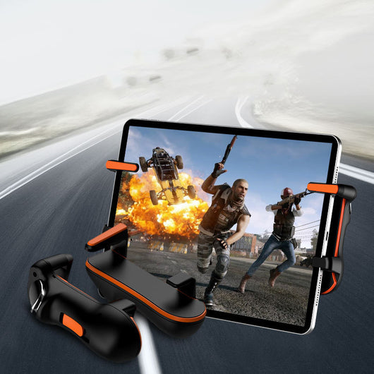 Pair of orange and black mobile game controller triggers with red digital display buttons for enhanced shooting. - Image 10