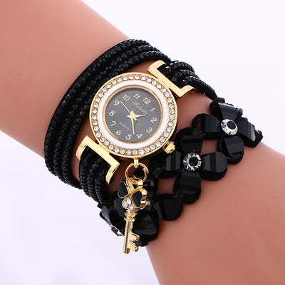 Reloj Pulsera de Cristal y Strass Dorado
