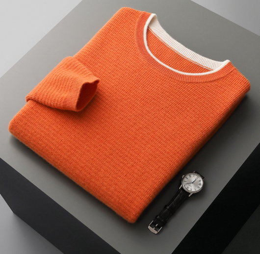 Suéter Tejido Falso Dos Piezas con Cuello Redondo Estilo Waffle - Image 19