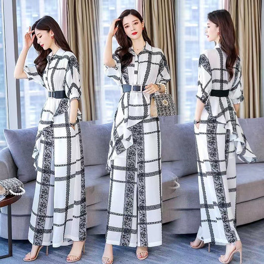Conjunto Elegante: Blusa Asimétrica de Gasa y Pantalón Ancho - Image 13