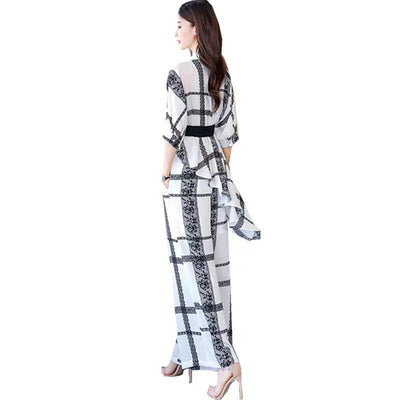 Conjunto Elegante: Blusa Asimétrica de Gasa y Pantalón Ancho - Image 17