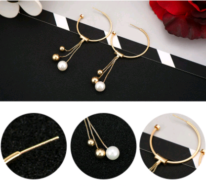 Aretes Geométricos de Plata 925 con Perlas y Borlas - Hipoalergénicos - Image 2