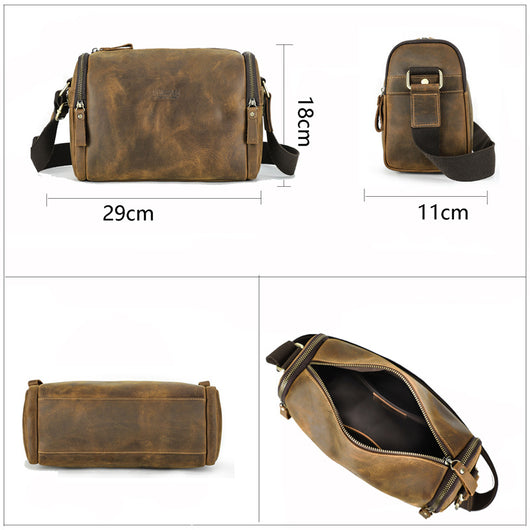 Bolso Mensajero de Cuero Crazy Horse Retro para Hombre - Image 15