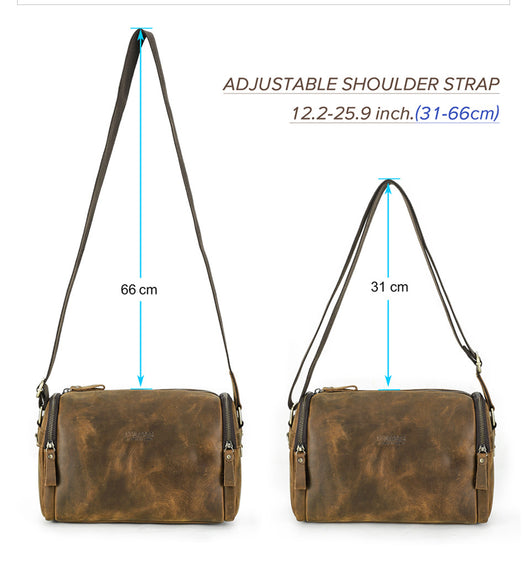 Bolso Mensajero de Cuero Crazy Horse Retro para Hombre - Image 16