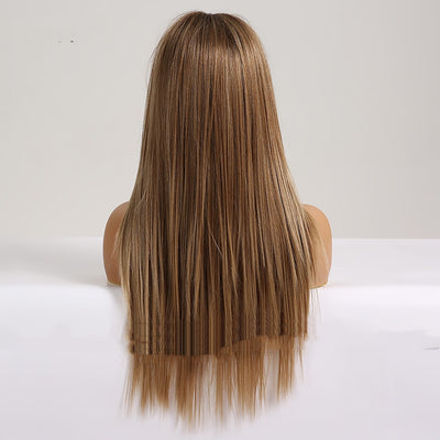 Peluca Larga Castaño Claro Cabello Liso Resistente al Calor - Image 11